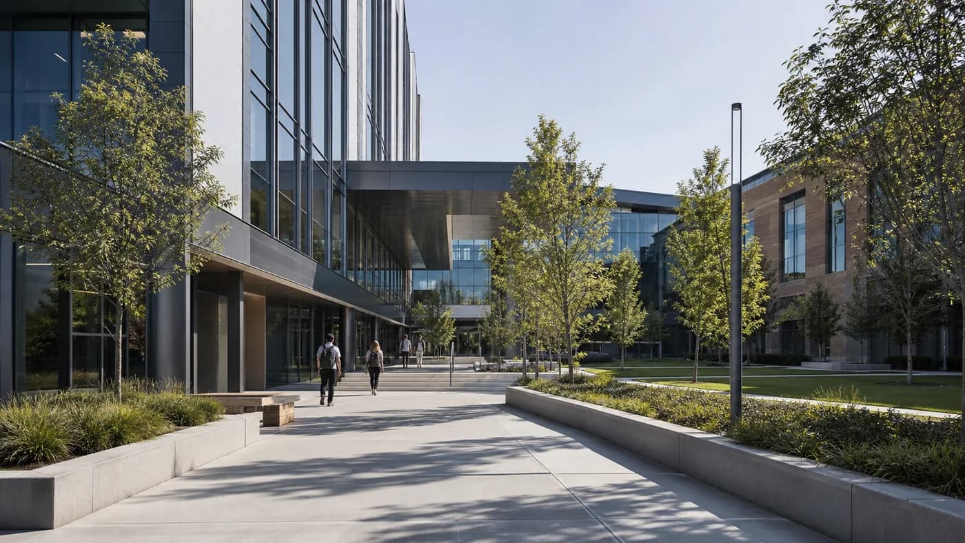Education campus environment monitored by a security camera system